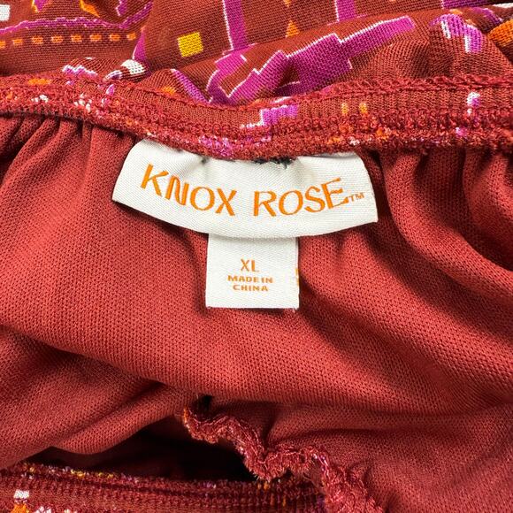 Knox Rose Women's Deep Hibiscus Long Sleeve Boho Maxi Dress XL Red - Picture 3 of 14